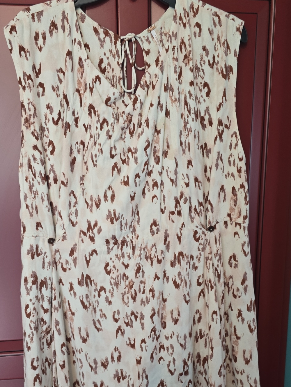 Women’s Cream & Brown Printed Sleeveless Romper Dress Free People